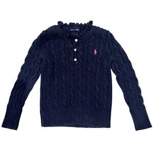 Ralph Lauren Rufffle Neck Cable Knit Sweater Size 5 Girls